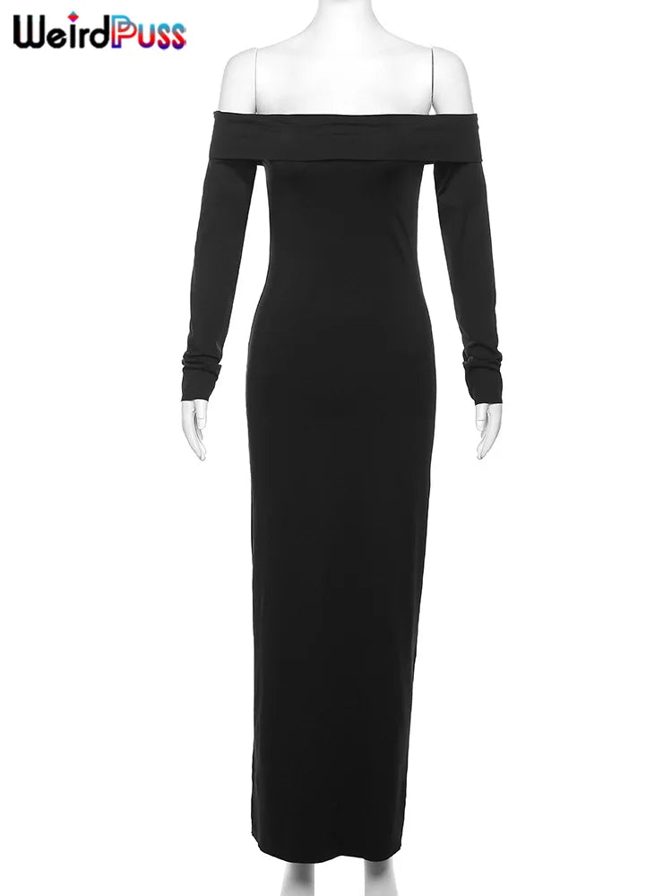 Beberino Elegant Slash Neck Maxi Dress for Women.