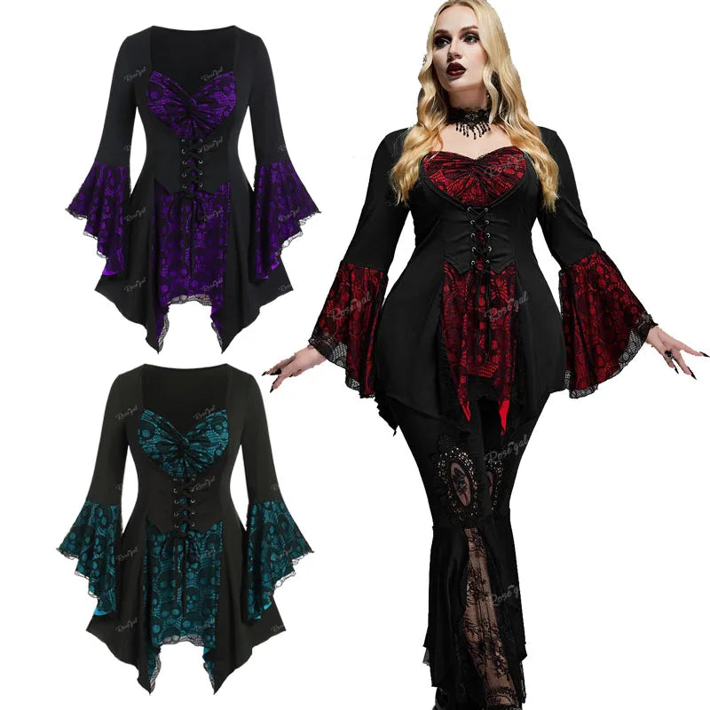 Beberino Gothic Sweetheart Neck Plus Size Tunic Top for Women