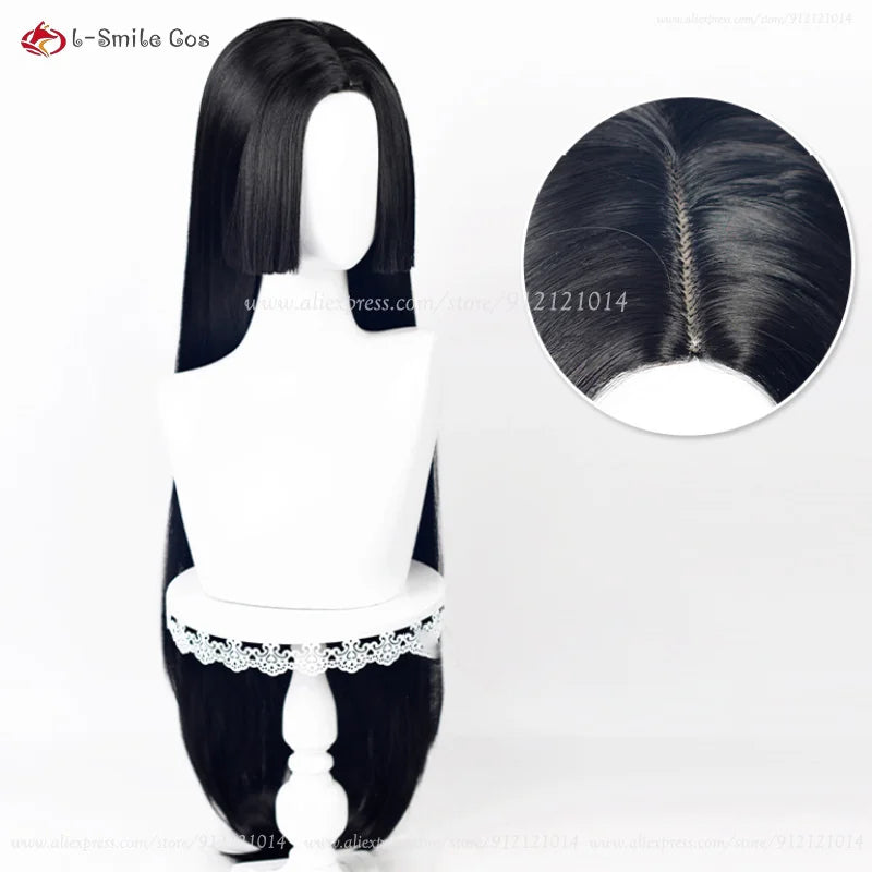 Beberino 100cm Black Anime Boa Hancock Cosplay Wig with Earring + Wig Cap