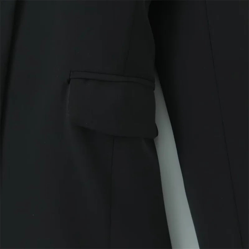 Beberino Pleated Waistline Black Suit Jacket Slim Outerwear