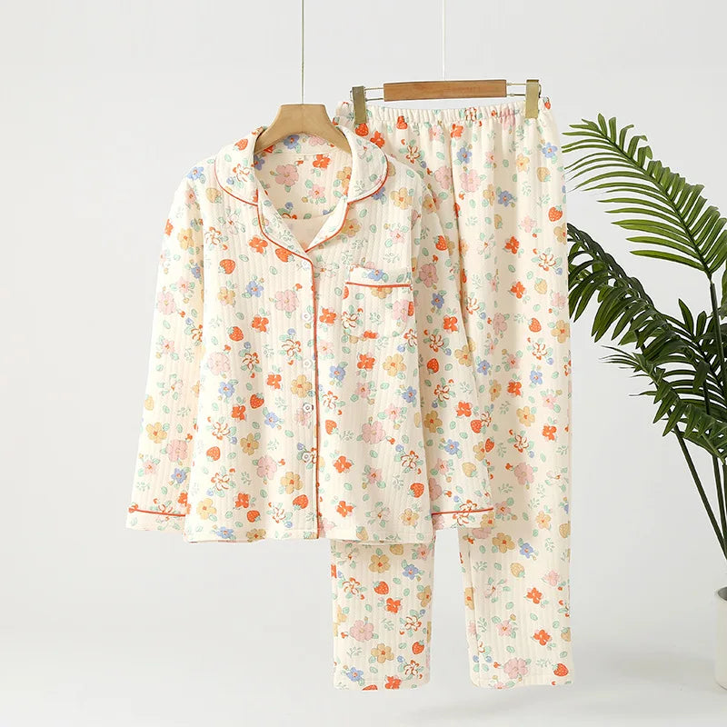 Beberino Cotton Flower Print Long-Sleeve Pajama Set