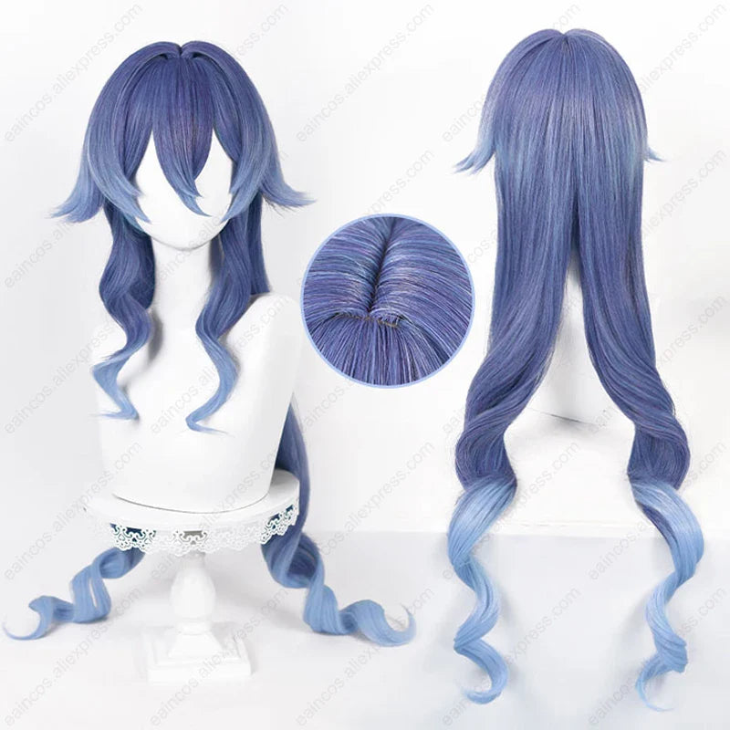 Beberino 100cm Long Blue Gradient Curly Wig for Halloween Party