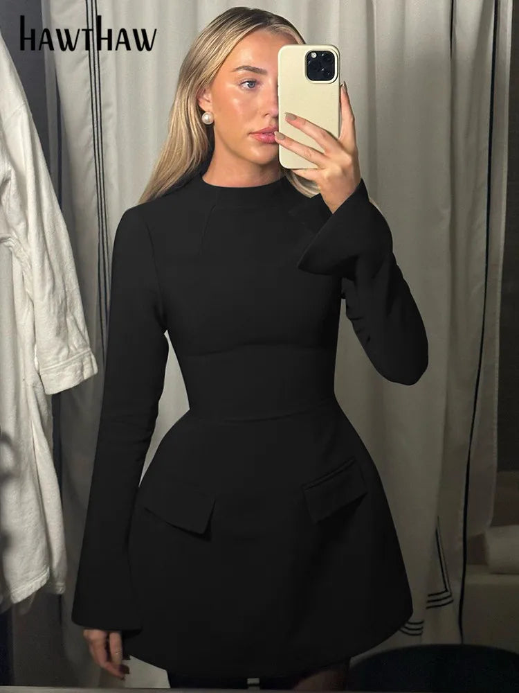 Beberino 2024 Spring Autumn Long Sleeve Bodycon Mini Dress - Elegant Streetwear Choice