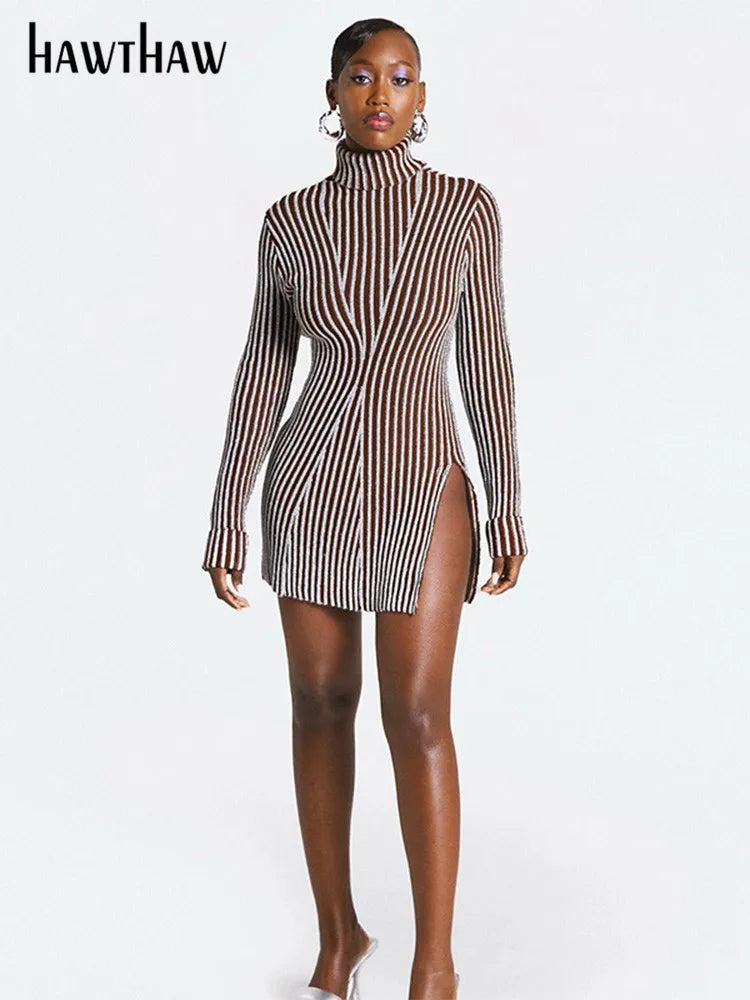 Beberino Long Sleeve Striped Bodycon Mini Dress - 2022 Streetwear Collection