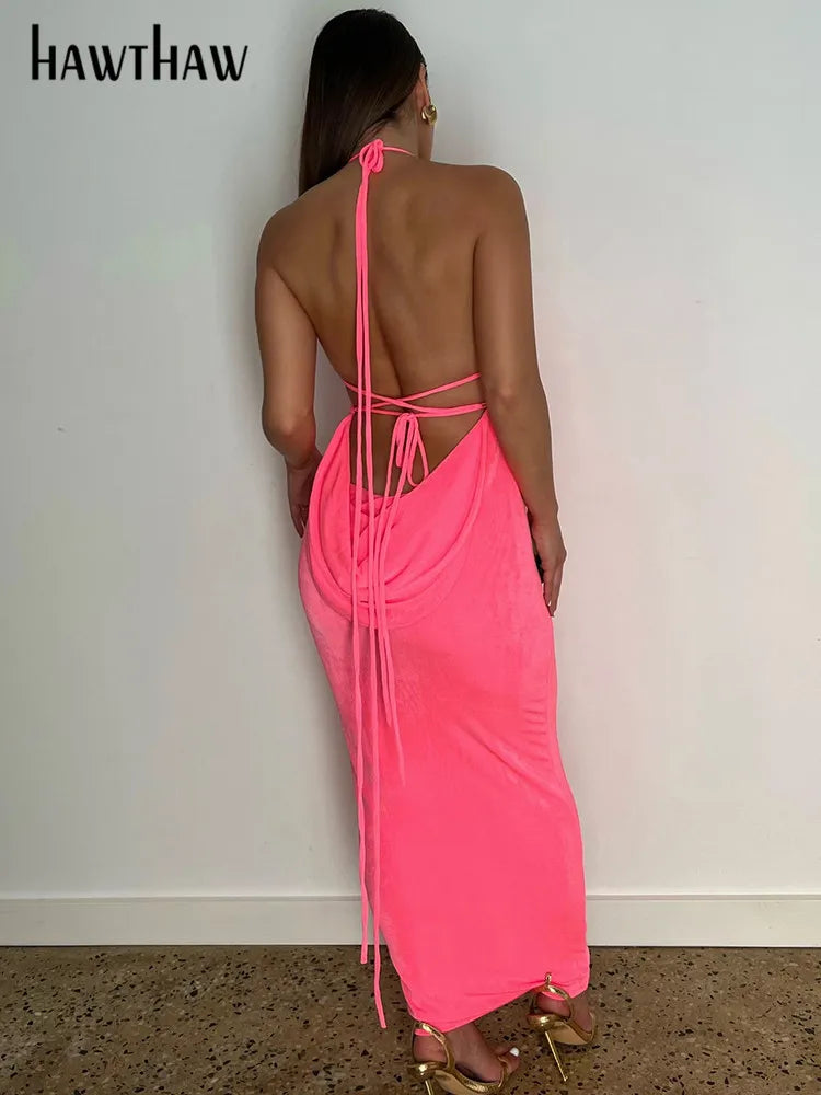 Beberino Halter Backless Bodycon Green Maxi Dress - 2022 Summer Clubwear