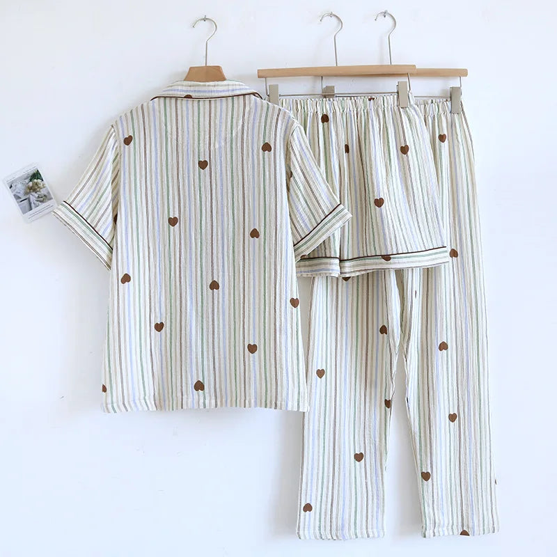 Beberino 100% Cotton 3-Piece Summer Pajama Set - Short Sleeves, Shorts, Pants