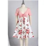 Beberino Flower Printed Cinched Dress 5XL A-Line Summer Dress