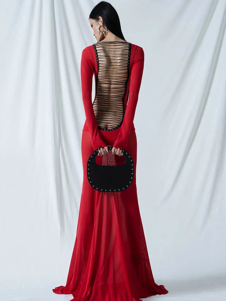Beberino Backless Maxi Dress for Women - Sexy Celeb Party Bodycon Slim Vestidos