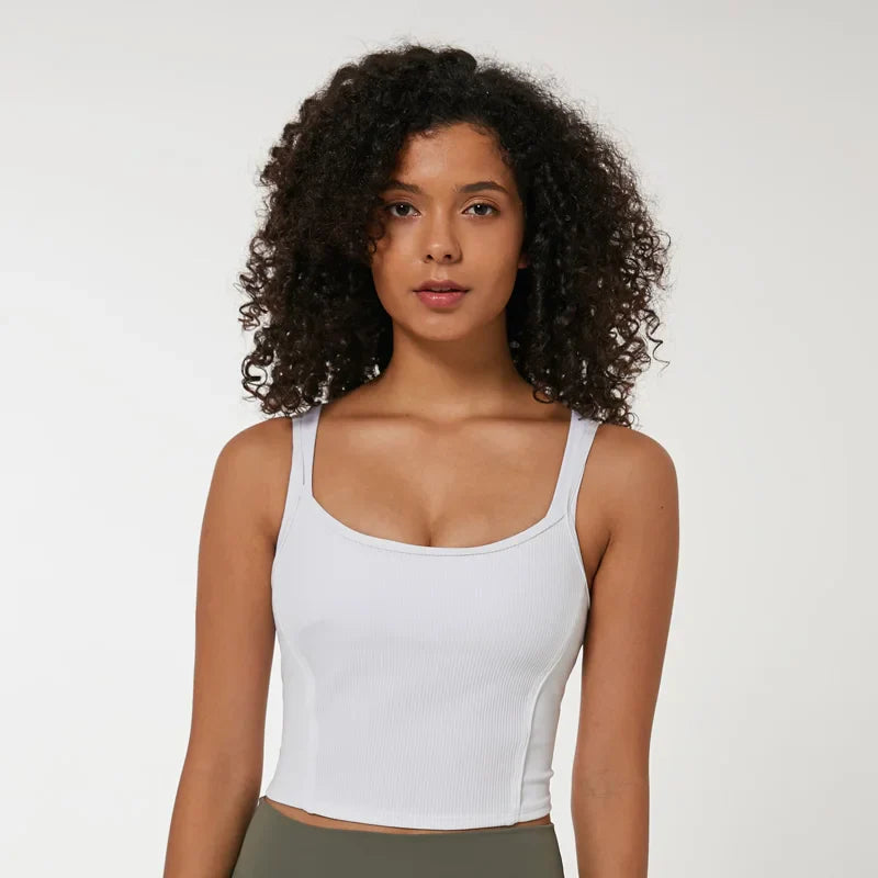 Beberino Slim Fit Yoga Crop Top: Women's Sleeveless Camisole for Summer Casual Comfort