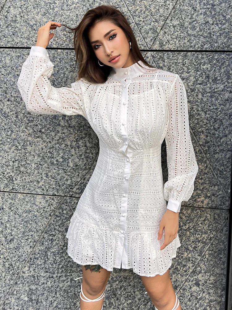 Beberino Cut Out Stand Collar Dress - Casual Chic Women's Fashion Piece