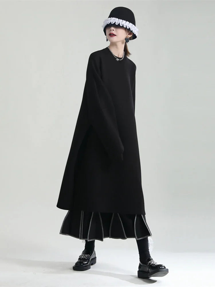 Beberino Women's Black Long Sleeve Maxi Dress Casual Loose Fit Trendy Fashion 2024