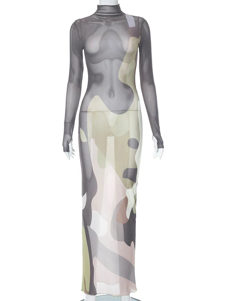 Beberino 2023 Sexy Turtleneck Maxi Bodycon Dress for Clubwear Party