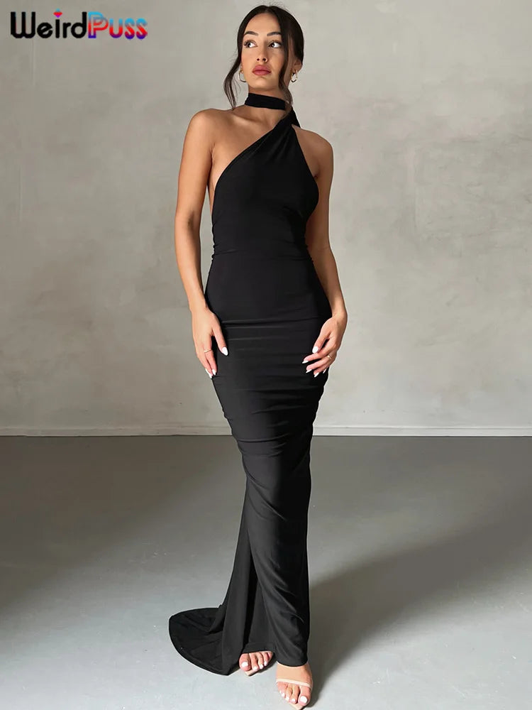 Beberino Halter Backless Y2K Ribbon Dress: Elegant Summer Clubwear for Women