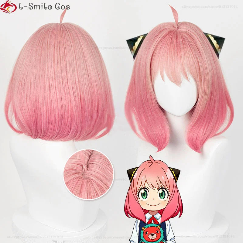 Anya Forger Short Pink Cosplay Wig by Beberino - Heat Resistant Synthetic Cute Woman Wig