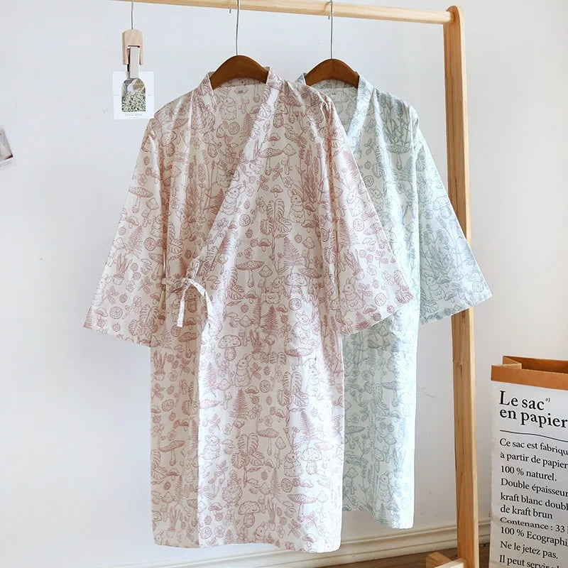 Beberino Cotton Kimono Bathrobe for Women in Jungle Print