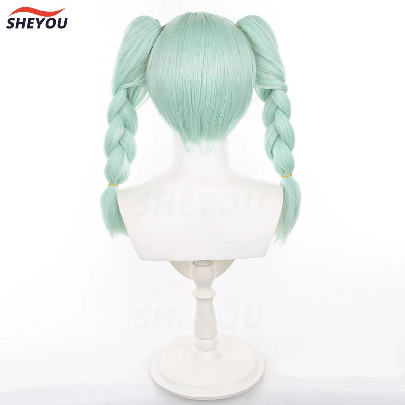 Beberino Light Green Bunny Cosplay Wig with Double Ponytails + Wig Cap