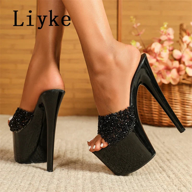 Beberino Summer High Heels Modern Slippers Sexy Peep Toe Platform Sandals