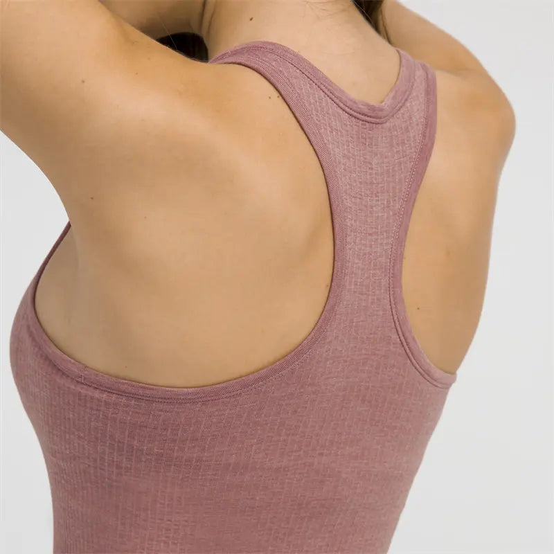 Beberino Seamless Racerback Tank Top with Built-In Bra for Workout and Fitness