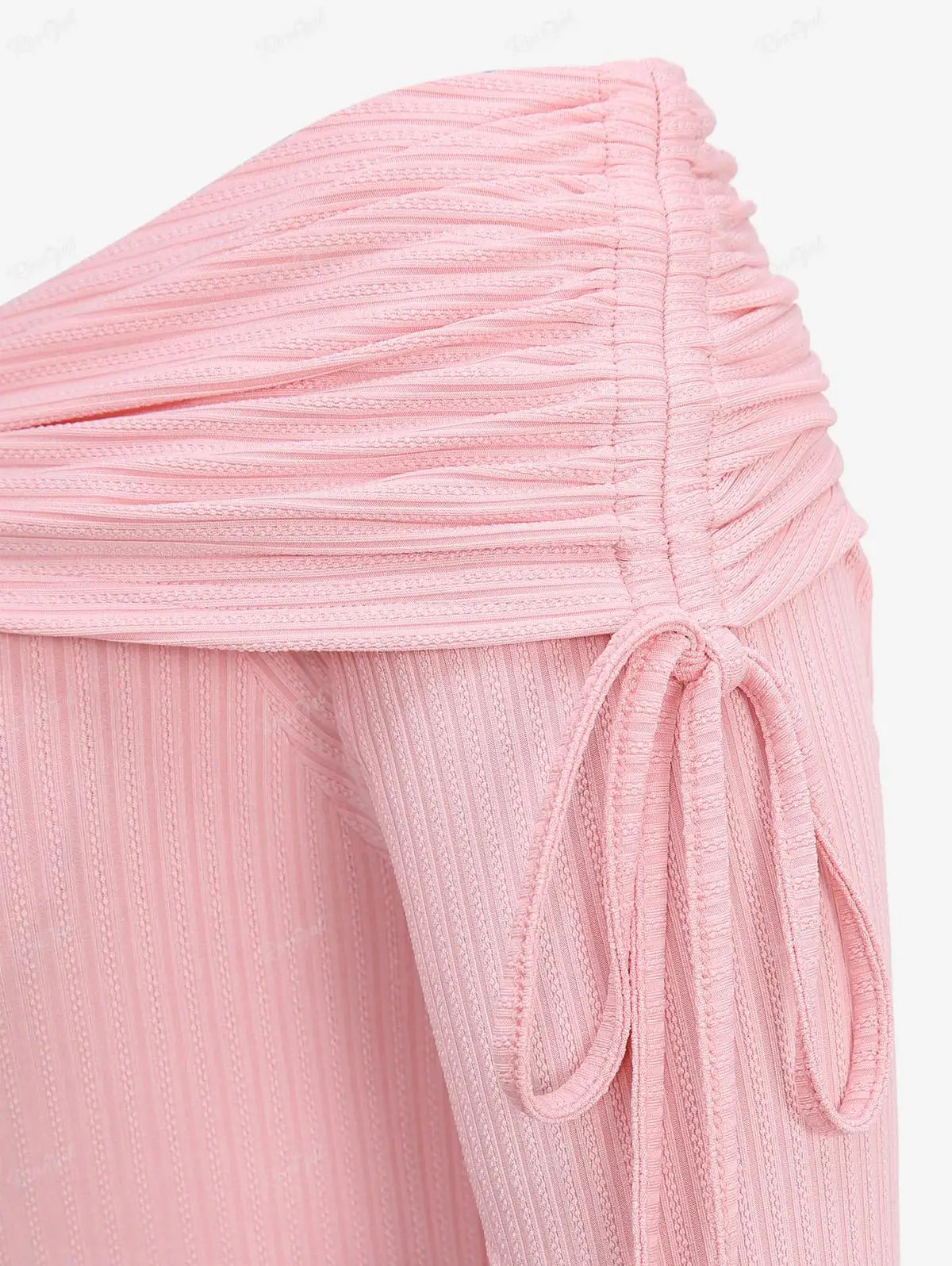 Beberino Light Pink Ribbed Sweater with Heart Buckle Belt