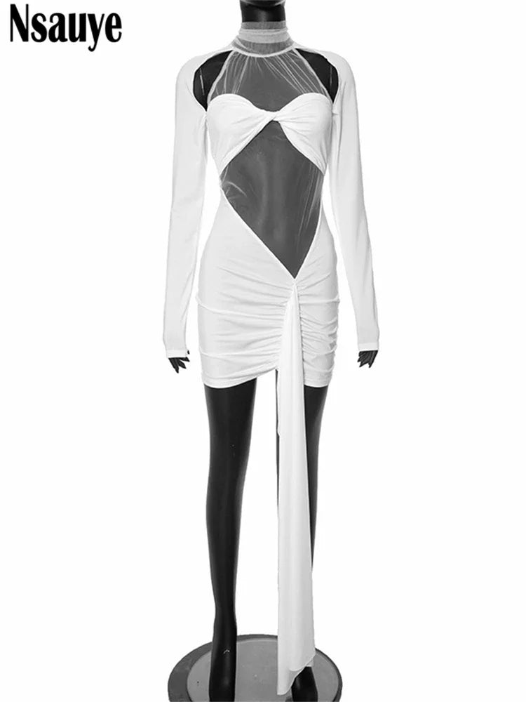 Beberino Mesh Lace Up Mini Dress for Women - 2024 Summer