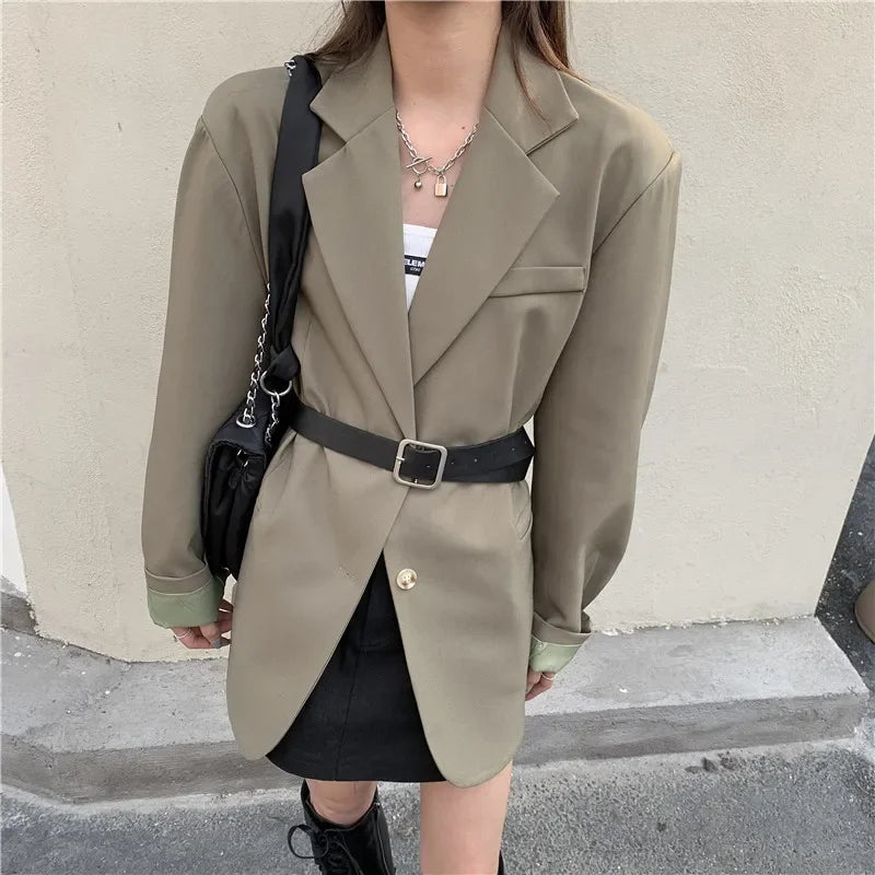 Beberino Oversize Design Casual Suit Jacket for Women - 2022 Korean Style Fashion Blazer