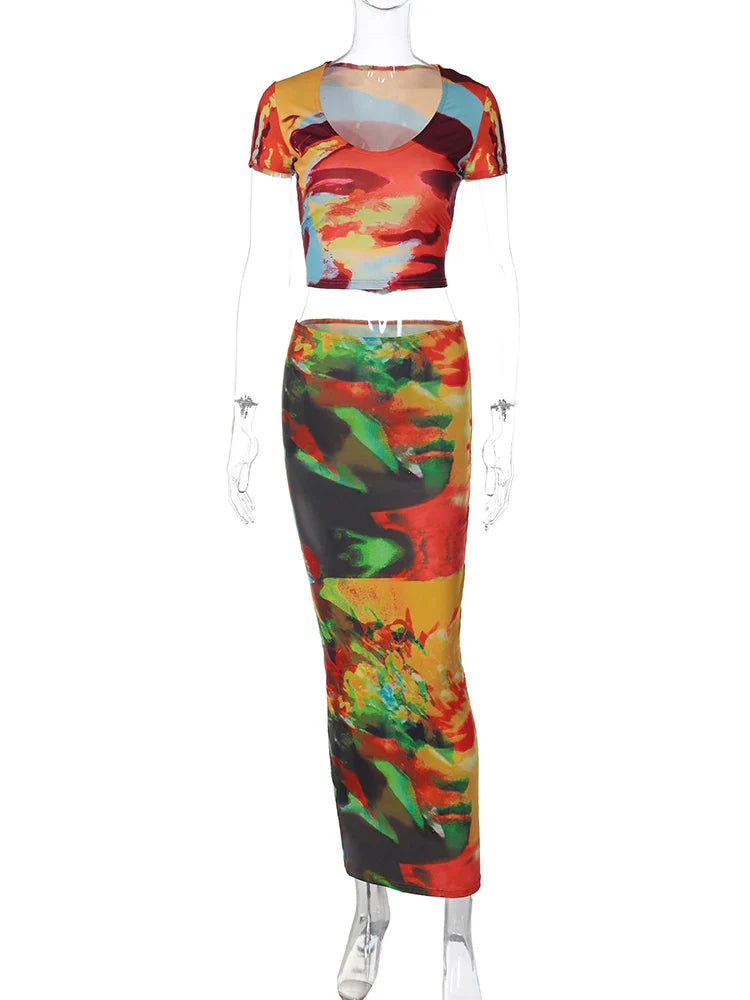 Beberino 2023 Summer Crop Top and Long Skirt Set