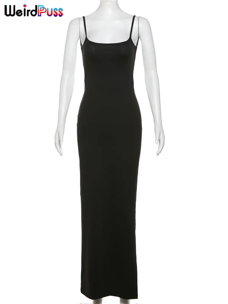 Beberino Split Maxi Dress: Sleeveless Side Split Bodycon Clubwear for Women