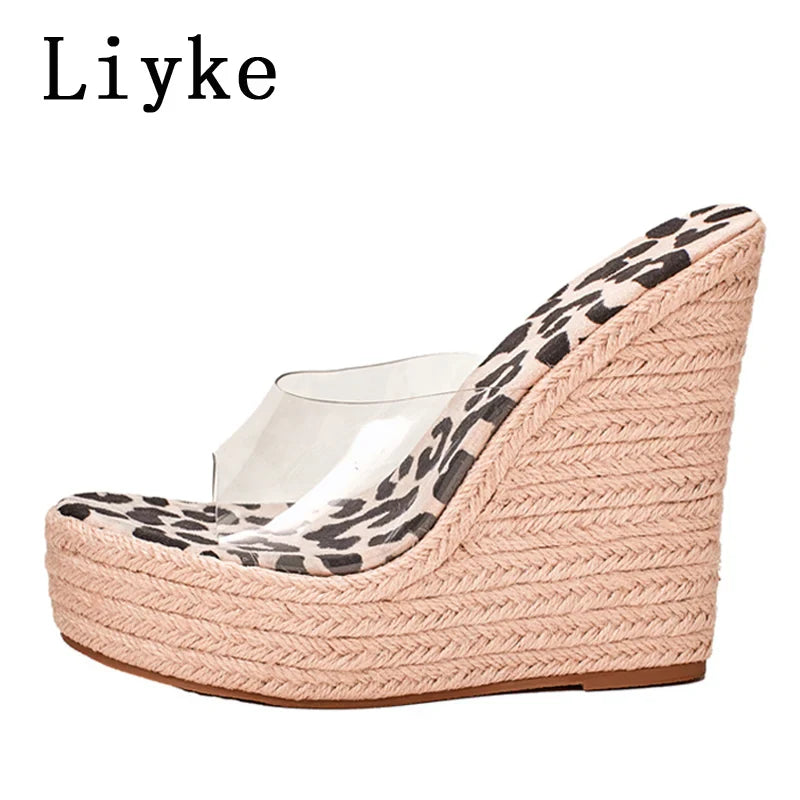 Beberino Leopard Platform Wedges: Stylish Peep Toe High Heel Sandals for Women