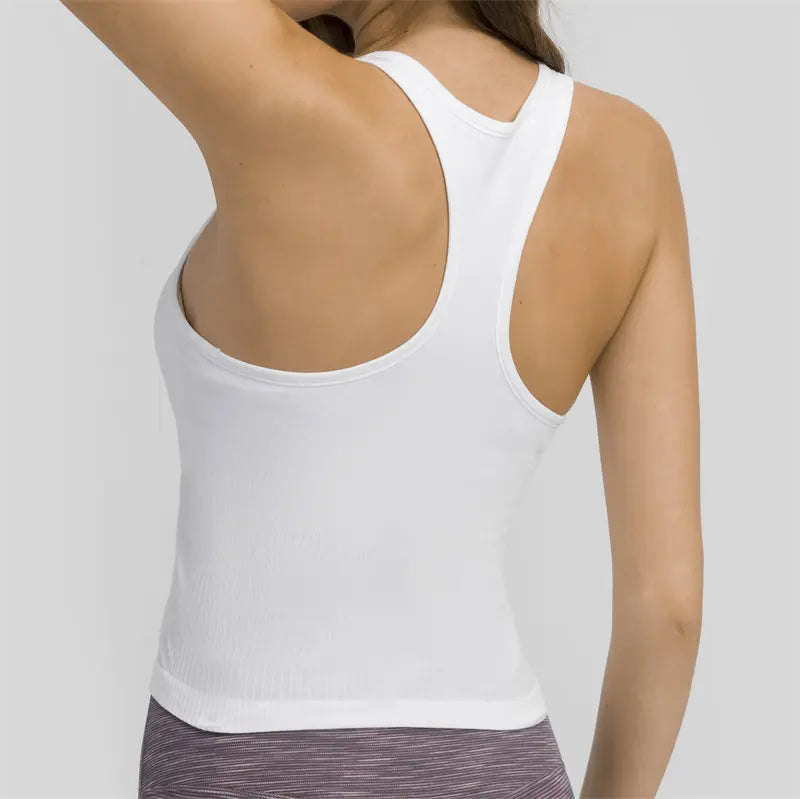 Beberino Seamless Racerback Tank Top with Built-In Bra for Workout and Fitness