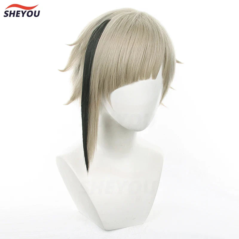 Beberino Nakajima Atsushi Cosplay Wig in Flaxen & Black Short Synthetic Hair + Wig Cap